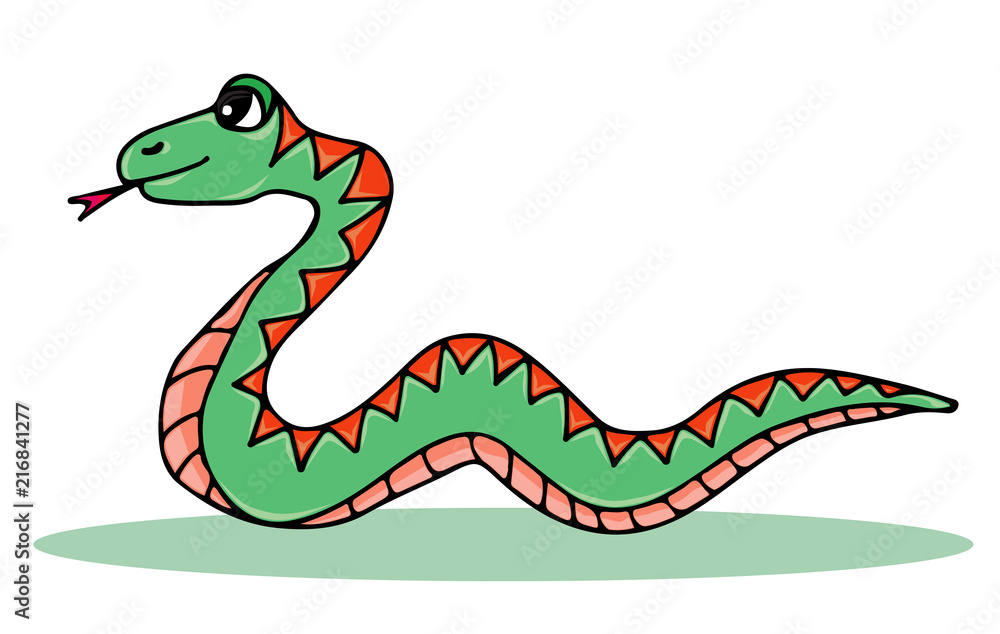 Naklejka premium Cute colorful snake isolated on the white background