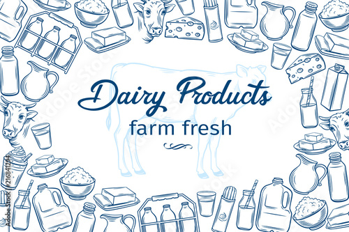 hand drawn dairy products