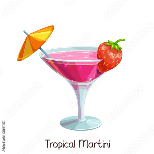 Obraz na plátně tropical martini with strawberries