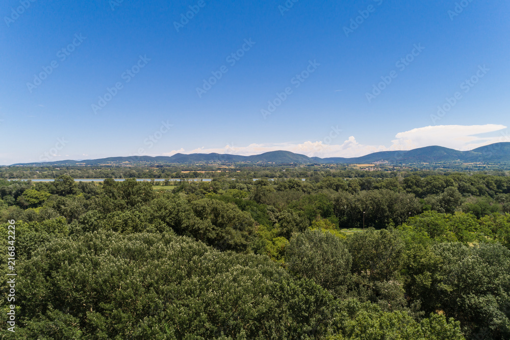 Luftaufnahme im Rhonetal bei Baix