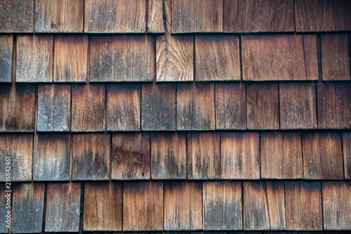 Old wooden tiles on roof
