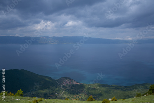 Lake Ohrid landscapes and Boat washed on beach in Macedonia © Peto