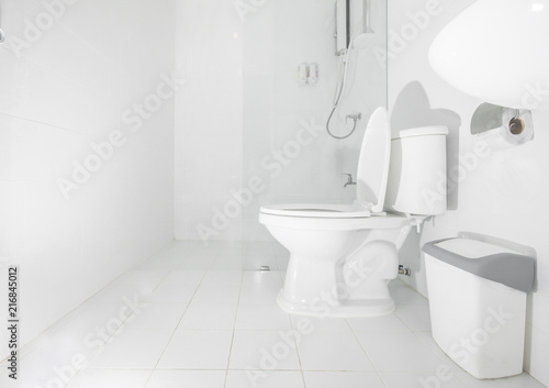 Clean white bathroom  interior Modern style