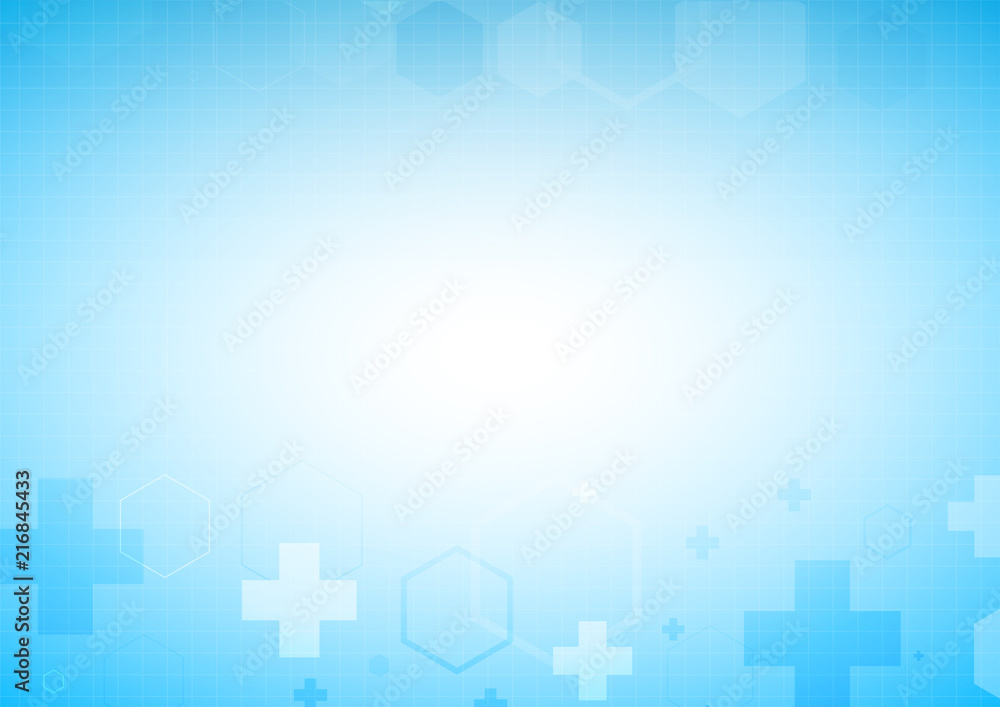 The Blue abstract background health medical hexagonal crosses