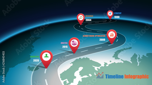 Business road map timeline infographic world designed for abstract background template milestone element modern diagram process technology digital marketing data presentation chart Vector illustration