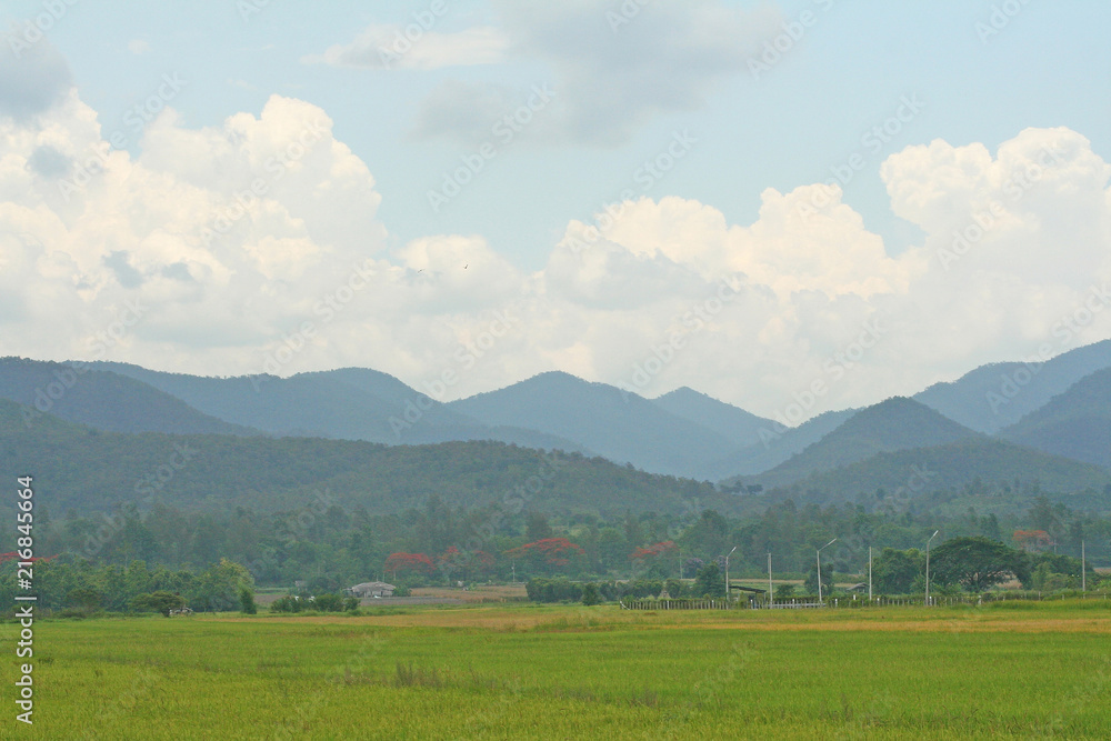 Mountains view and landscape farm rural in Thailand