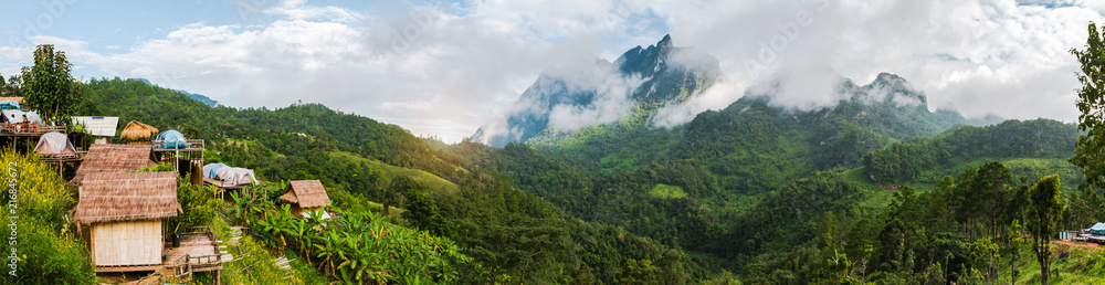 Natural Panorama of Doi Luang Mountain in Chiang Dao Province It is the highest mountain in Thailand, good weather, winter season