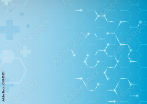 The Blue abstract background light hexagonal medical crosses © gui034252342