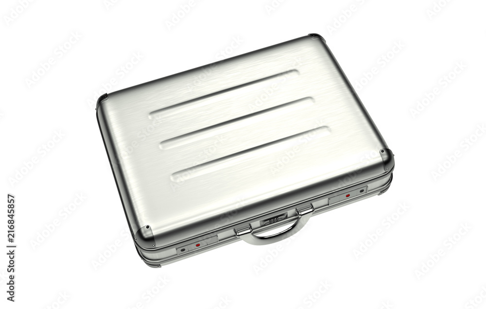 High resolution metallic suitcase 3d illustration isolated High resolution metallic suitcase 3d illustration isolated