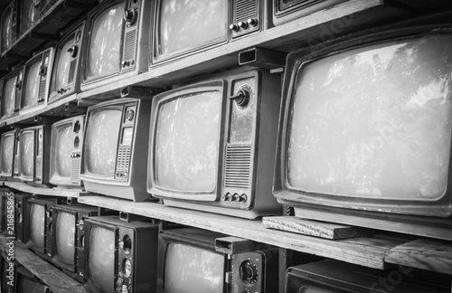 Retro style old television from 1950, 1960 and 1970s. Vintage tone instagram style filtered photo