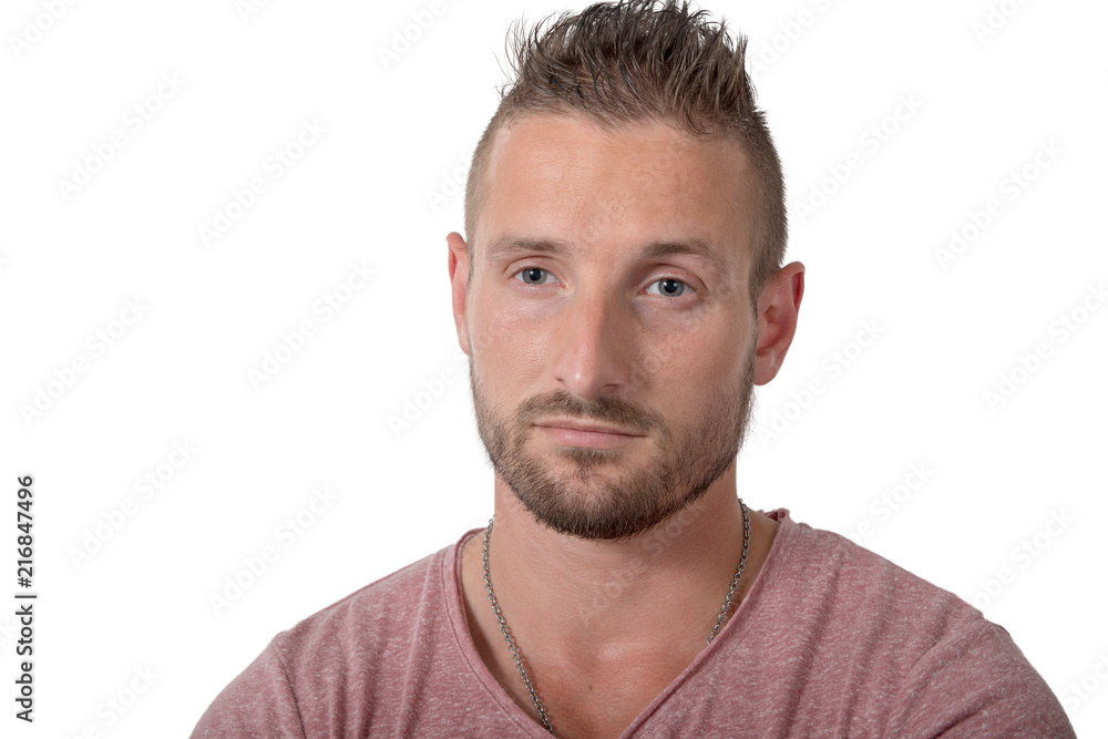 portrait of a handsome young man, on white portrait of a handsome young man, on white
