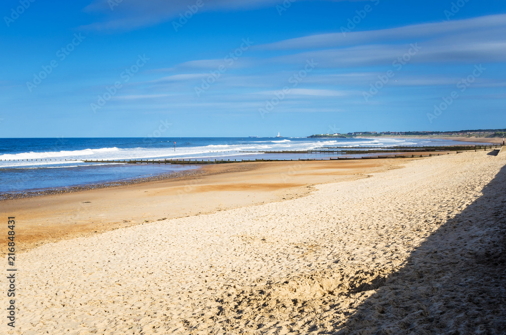 Sandy Beach on a Clear Spring Day.  Blyth, Northumberland, England.