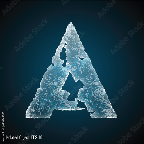 Ice Font / isolated ice shaped letter A vector illustration
