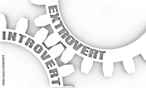Extrovert and introvert. Mechanism of gears. Communication concept in industrial design. Modern brochure design template. 3D rendering