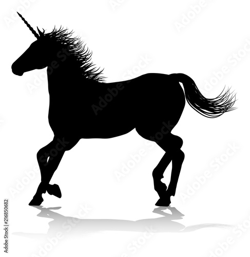 Fototapeta Naklejka Na Ścianę i Meble -  Unicorn Silhouette Horned Horse