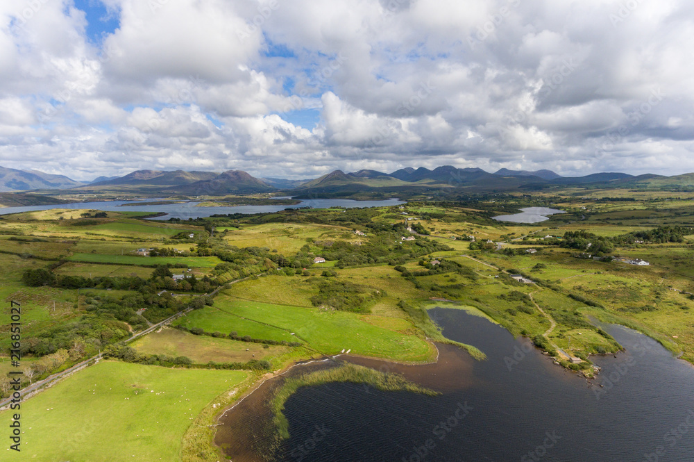 Scenic aerial view of coastal Connemara in County Galway on the Wild Atlantic way, West coast of  Ireland