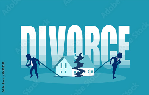 Divorce and marriage problems vector concept