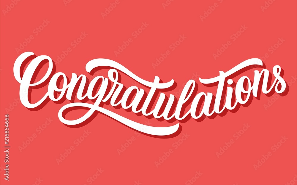 Congratulations hand lettering with 3d shadow, custom calligraphy