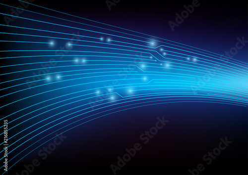 Abstract High speed internet and communication.The futuristic binary circuit technology. Blue cyber security concept background.