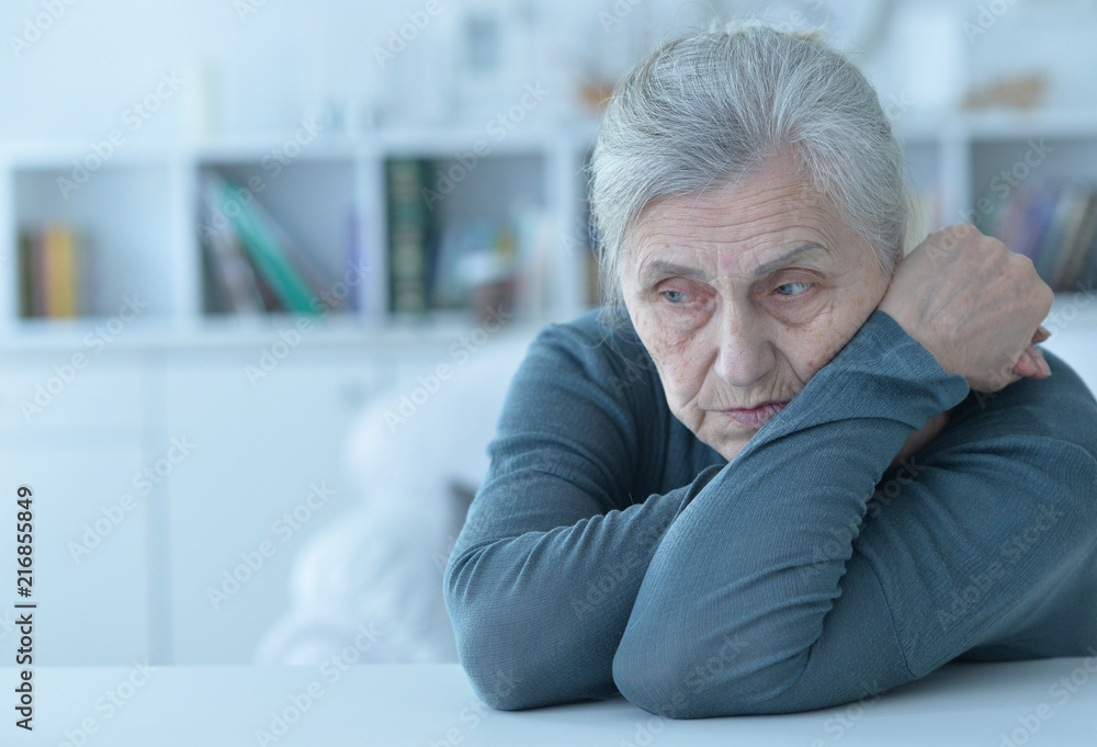 Close up portrait of tired senior woman Close up portrait of tired senior woman