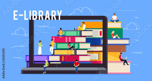 Concept of electronic library online.