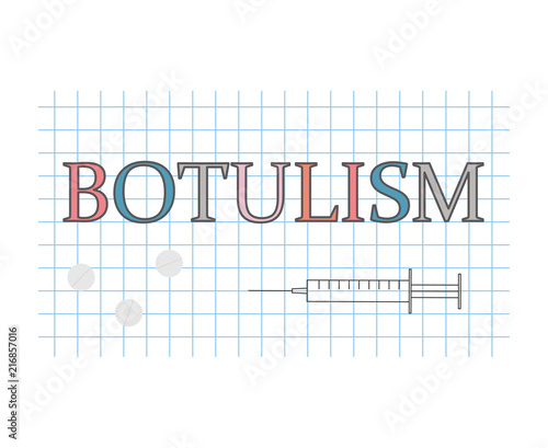 botulism word on checkered paper sheet- vector illustration