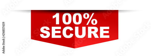 red vector banner 100% secure