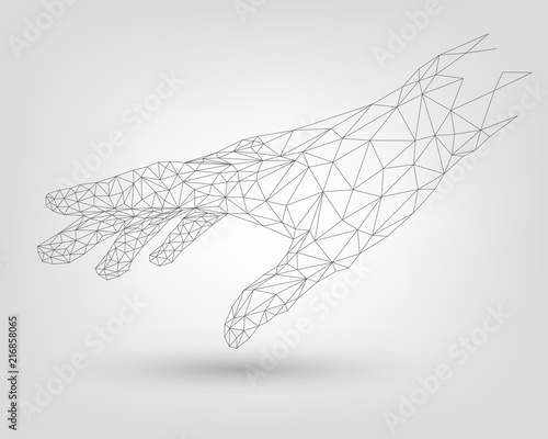 Polygonal mesh human hand, technology