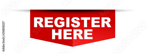 red vector banner register here