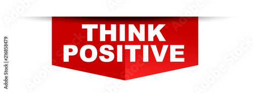 red vector banner think positive