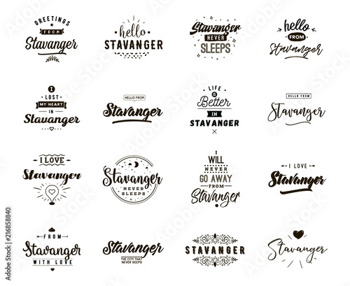 Greeting cards, vector design. Isolated logos. Typography set.