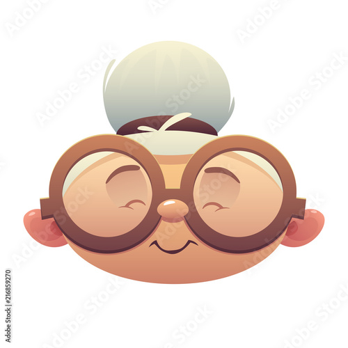 cute grandmother cartoon character with glasses smiles
