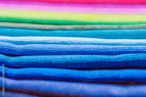 Samples of colorful interior fabrics. Selective focus