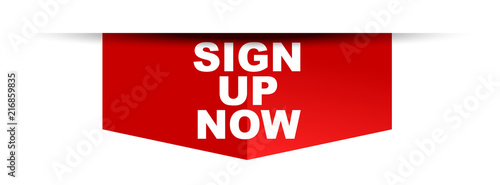 red vector banner sign up now