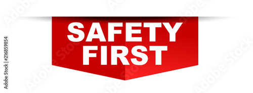 red vector banner safety first