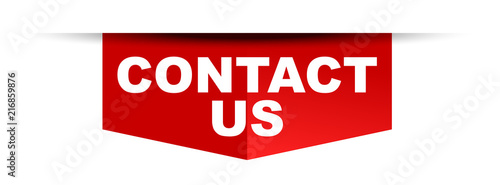 red vector banner contact us