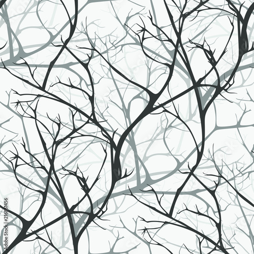 Winter forest vector seamless pattern of branches texture wood backgrounds