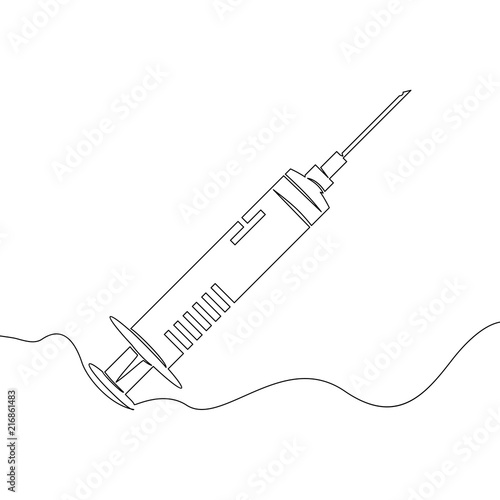 Syringe One line drawing isolated vector object