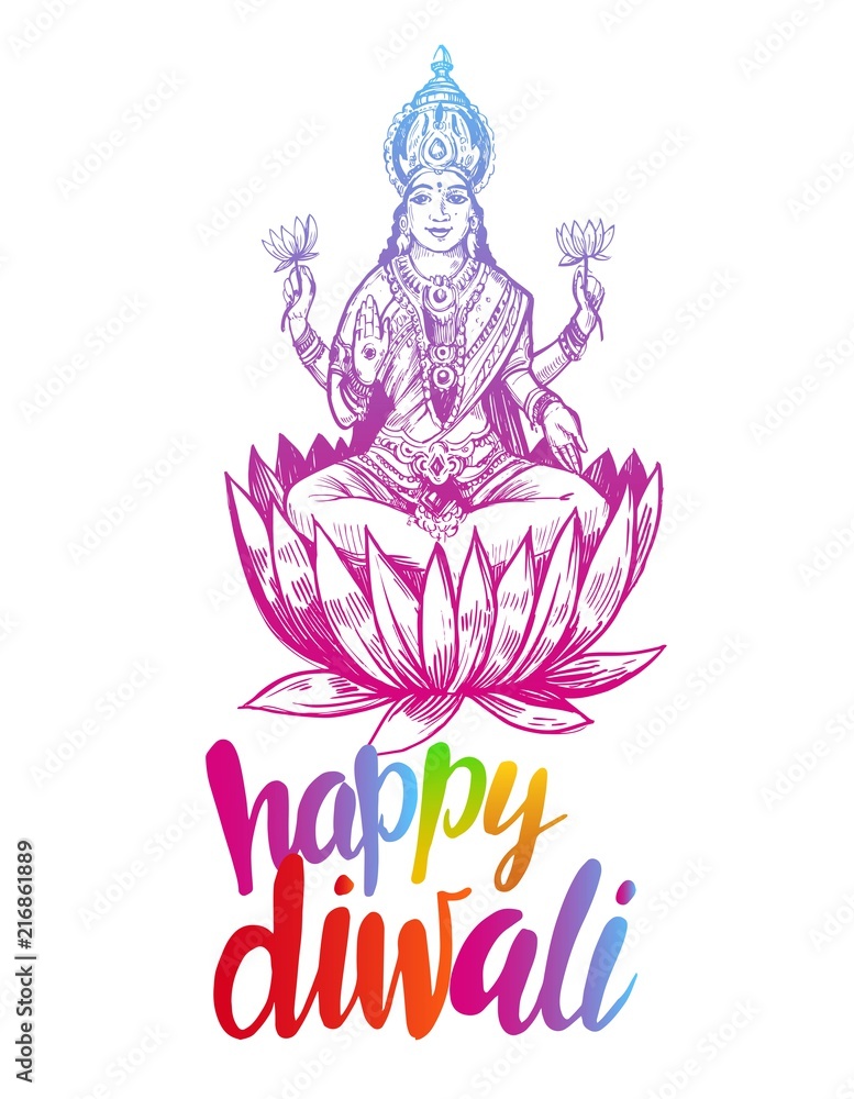 Goddess Lakshmi. Diwali. Hand drawn vector Goddess Lakshmi. Diwali. Hand drawn vector