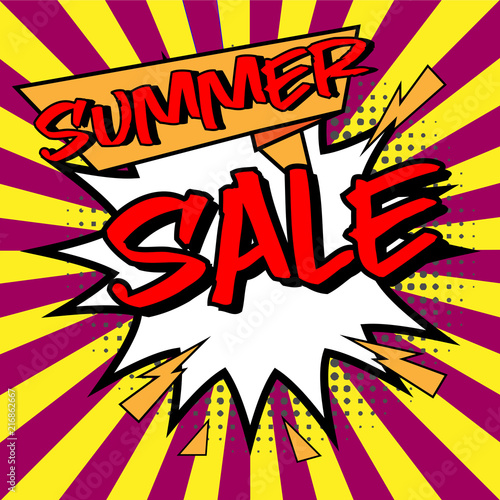 Vector of Comic Speech Bubble with summer sale text