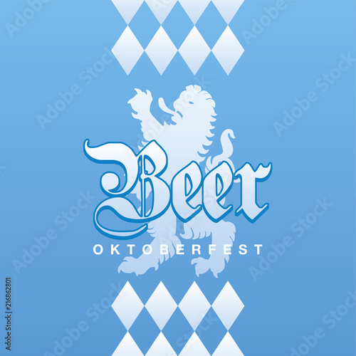 Oktoberfest Beer Festival Bavarian lion blue white background