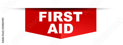 red vector banner first aid