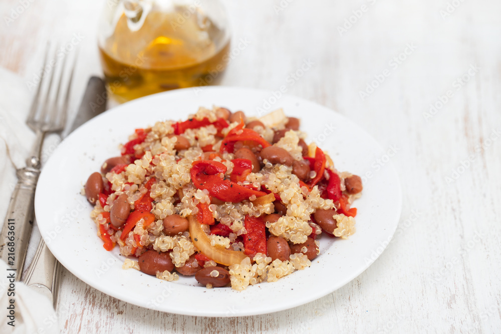 salad with quinoa on white plate salad with quinoa on white plate