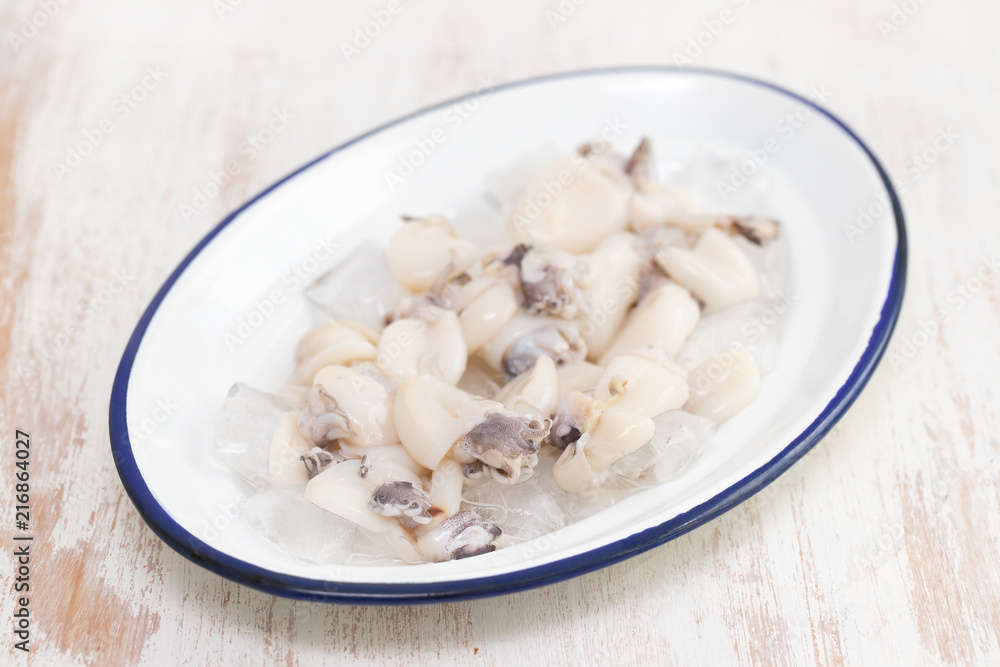 fresh cuttlefish with ice on dish fresh cuttlefish with ice on dish