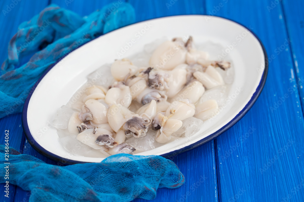 fresh cuttlefish with ice on dish fresh cuttlefish with ice on dish