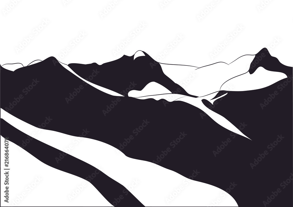 landscape mountains, silhouette, vector landscape mountains, silhouette, vector