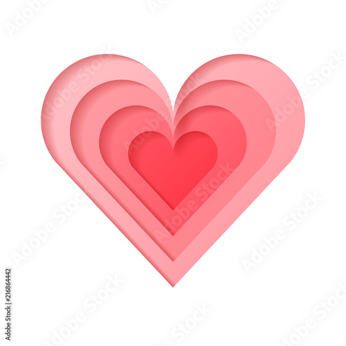 Cut from a paper multi-layered pink heart, love, Valentine's Day
