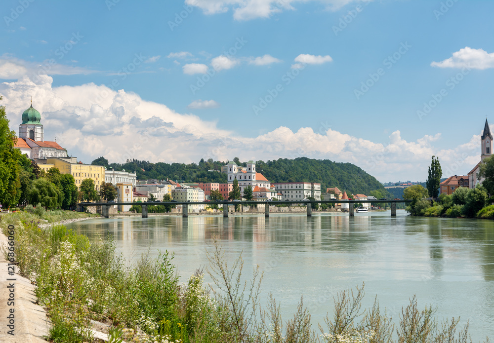 Riverside at the river Inn in Passau