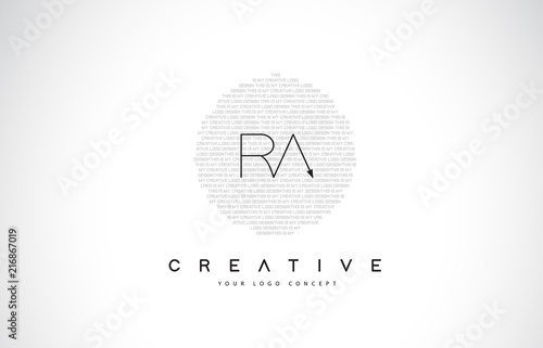 RA R A Logo Design with Black and White Creative Text Letter Vector.