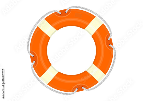 Lifebuoy. Cartoon lifebelt on a white background. Flat vector.